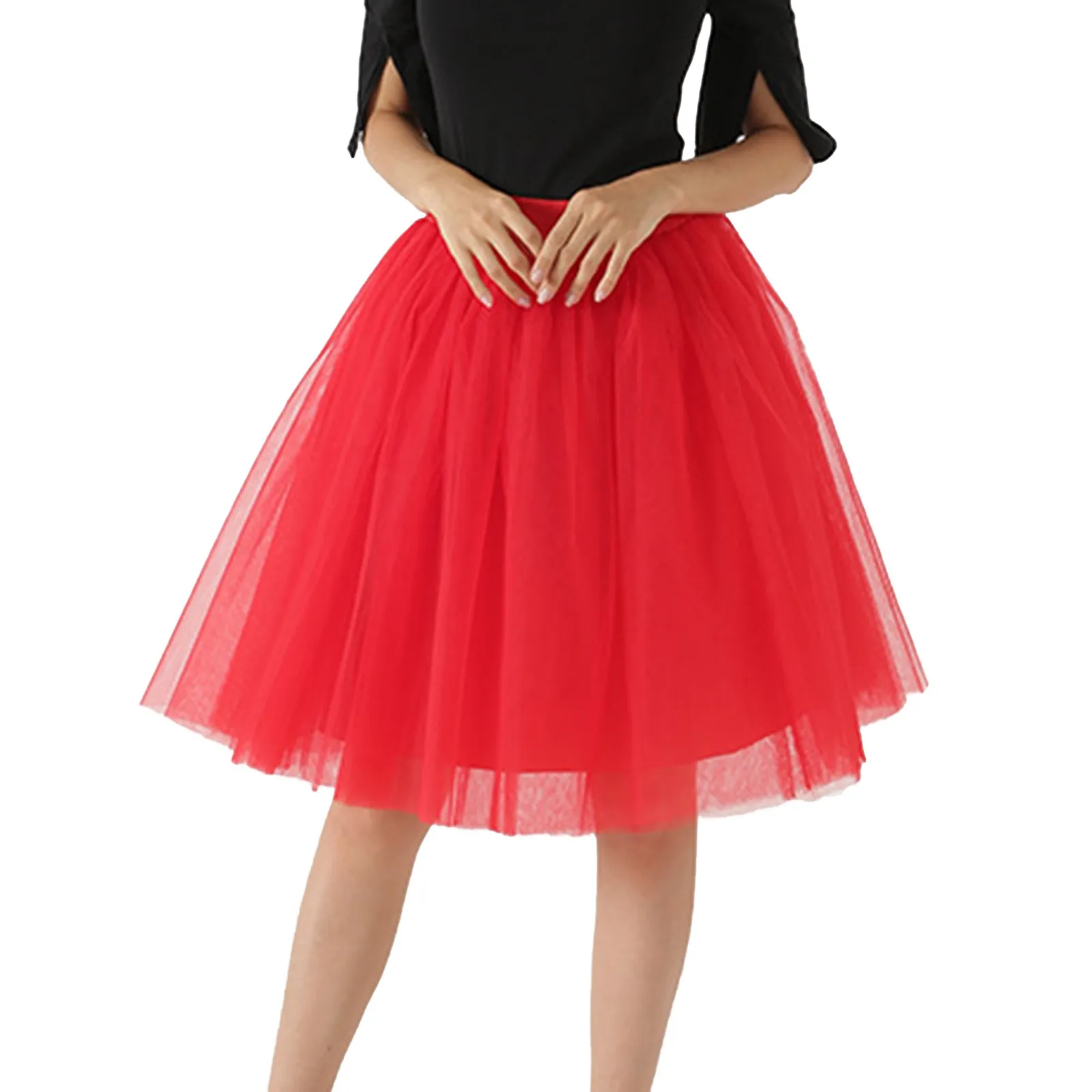 

Carnivals New Women Tulle Skirts Knee Length Long Adult Tutu Layered Short Prom Party Midi Skirt Costume Ball Gown Mardi Gras