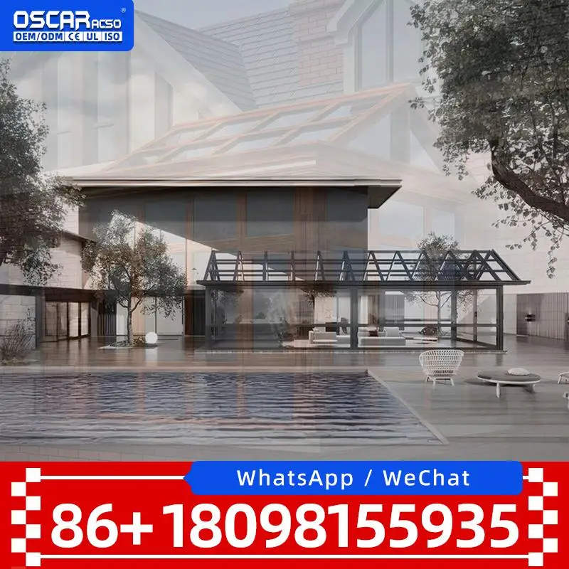 

Customized Outdoor Aluminum Winter Glass House Free Standing Solarium for Balcony Warehouse Villa sunroom