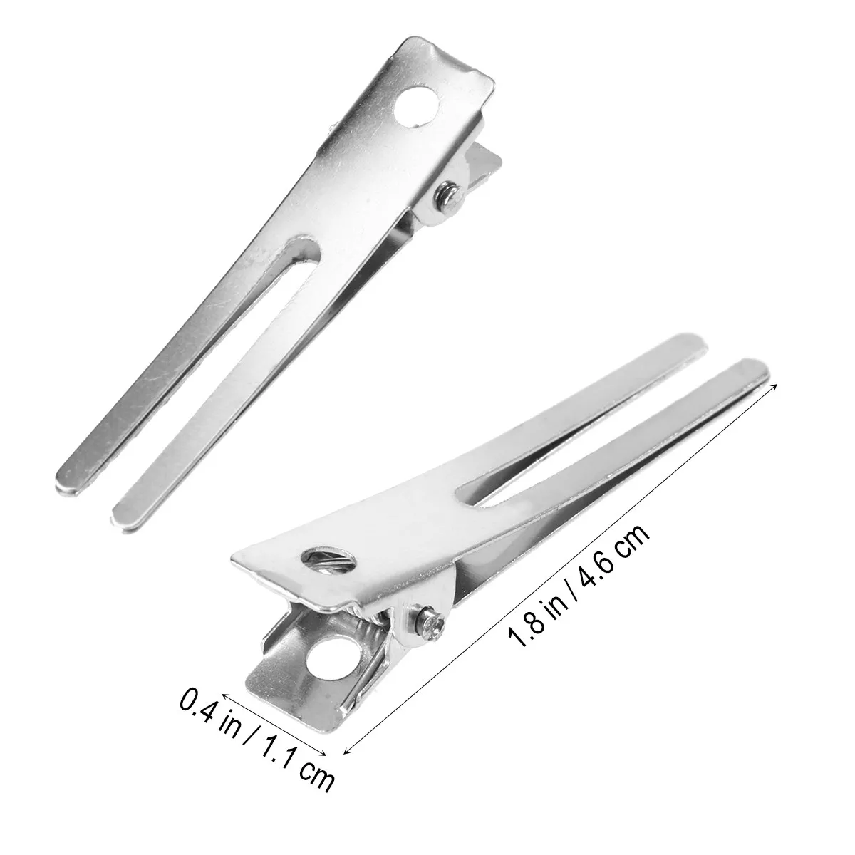 50Pcs Silver Double Prong Metal Alligator Hair Clips Styling Clips for Curls Hair Accessories DIY Tie Clip 4.5x1.2x0.8cm