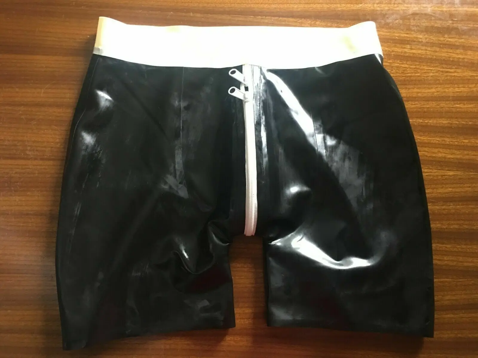 

Pure Nature 100% Latex Rubber Black Boxer Shorts with Crotch Zipper Sport Trousers 0.4MM S-XXL