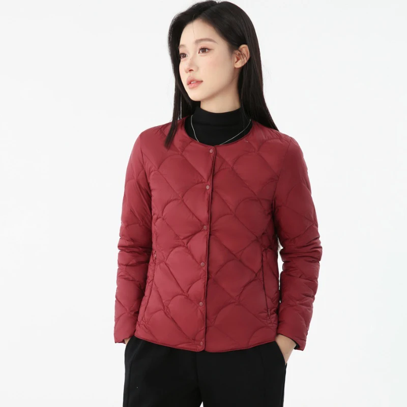 

High-grade Ultra Light Women's Duck down Jacket ,Down not Leak, Plaid Soft Fabric Inner Liner Coat Female