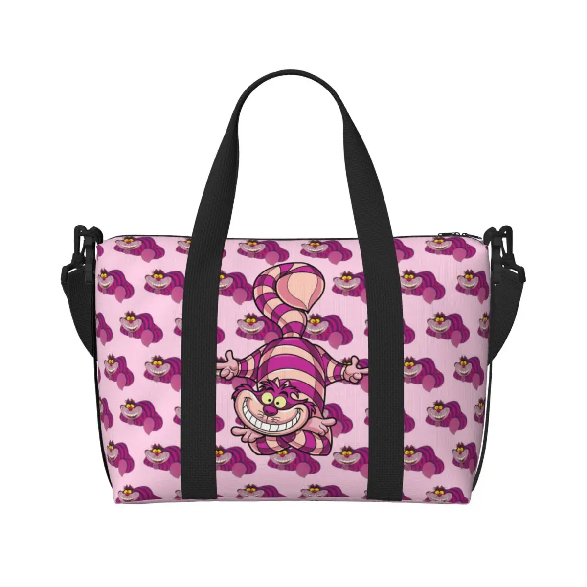 

Custom Large C-Cheshire Cat Tote Bag for Women Shopper Shoulder Gym Beach Travel Bag