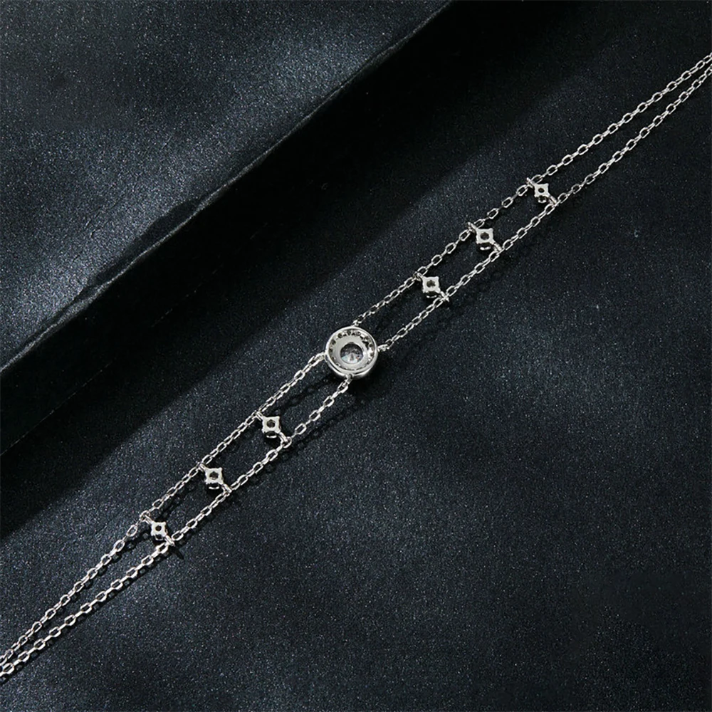 5mm Double Layer Moissanite Bracelet For Women D Color Sparkling Diamond S925 Sterling Adjustable Chain Jewelry With Certificate