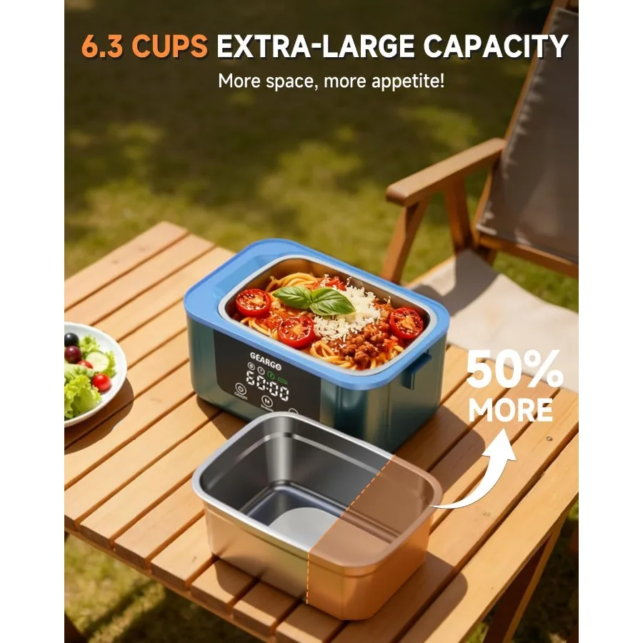 صندوق غداء كهربائي لاسلكي مطور لعام 2026 بقدرة 6.3 أكواب مع بطارية قابلة لإعادة الشحن بقدرة 20000 مللي أمبير في الساعة وتقنية تبريد كريستال ثلجي 24-Hou #4