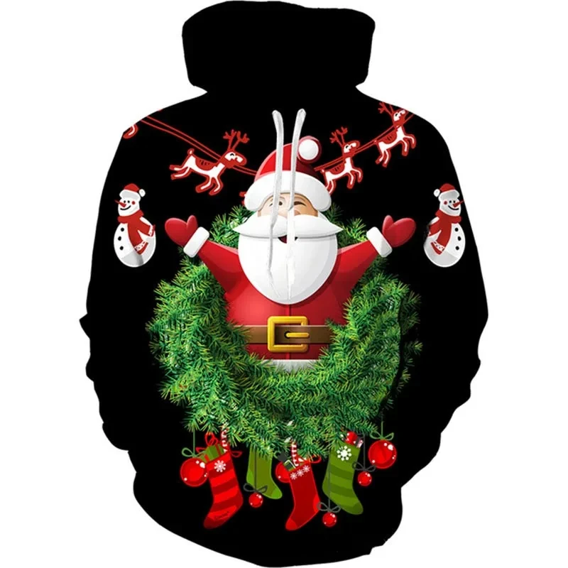 Santa Claus Sweatshirt Christmas Carnaval 3d Print Hoodie Men Women Fashion Hoodies Kids Sweats Elk Coat Christmas Gift Hoodie