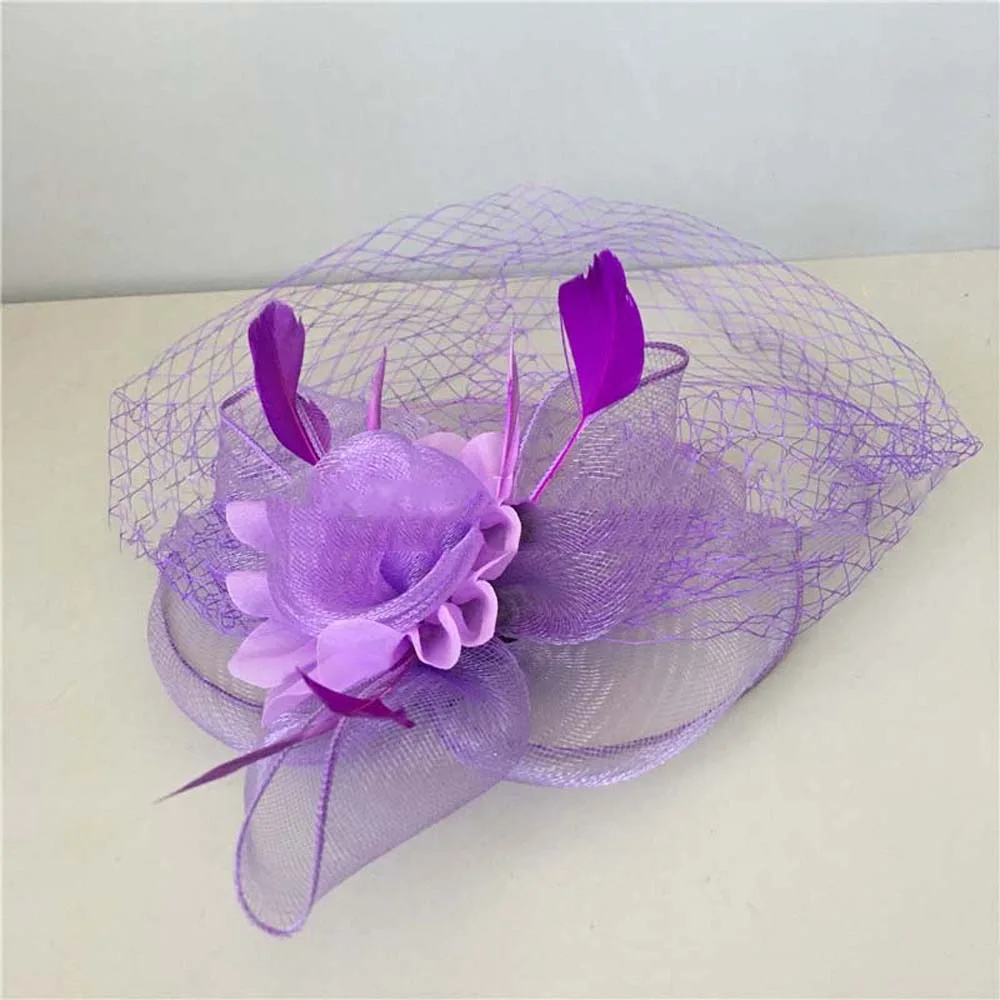 

Hairbands Feather Mesh Fascinator Hat Exquisite Bow Veil Hat Headwear Hair Hoop Headdress Bride Headband Photography