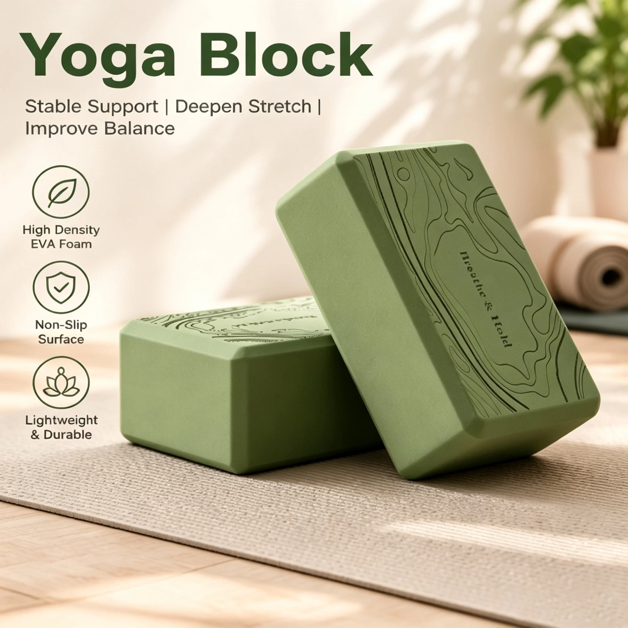Yoga Block Cork - Blok Yoga EVA Kepadatan Tinggi Anti
