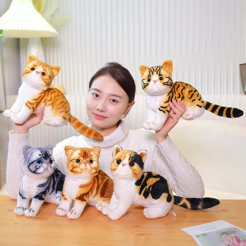 Lifelike Stuffed Cats Plush Toy Simulation American Shorthair Cute Cat Doll Pet Pillow Real life Home Decor Birthday Gift