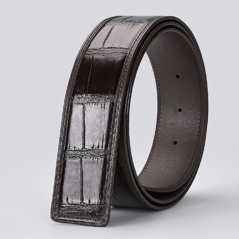 

Crocodile leather belt without a head, smooth buckle, body without buckle, headless men's belt, genuine leather, high-end