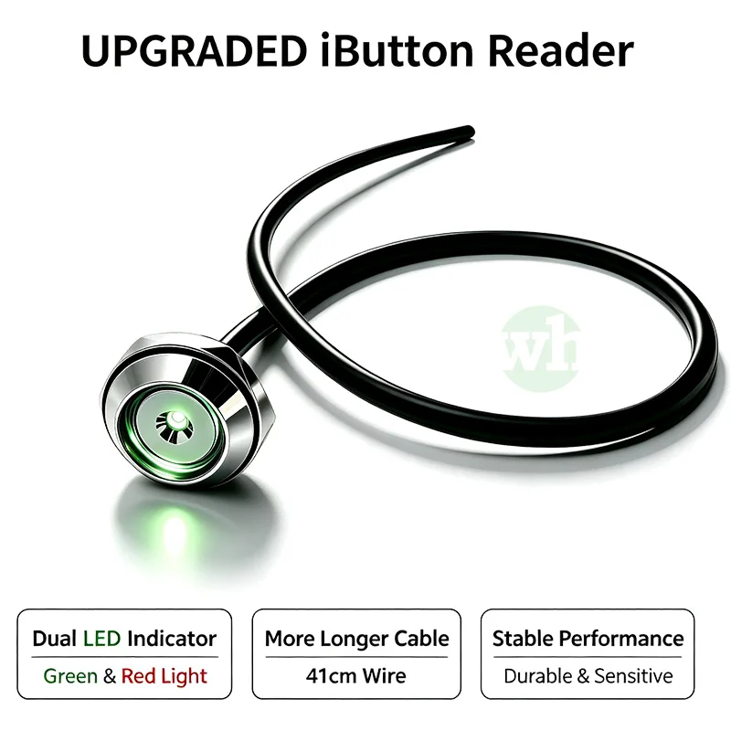 1-10Pcs/Lot iButton Probe Reader DS9092 IB TM Card Readers LED Green Red Light 41cm Wire Copper for DALLAS Access Control GPS