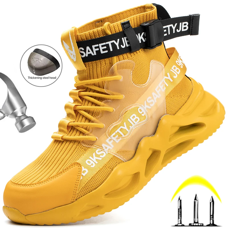 Work Boots Indestructible Safety Shoes Men Steel Toe Boots Puncture-Proof Work Shoes Men Women Safety Boots Protective Shoes