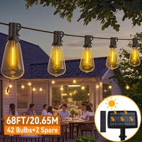 Outdoor Solar Power Light String ST38 LED Plastic Shatterproof Bulbs Patio Lights With Remote Control Garden Party Decor Lamp