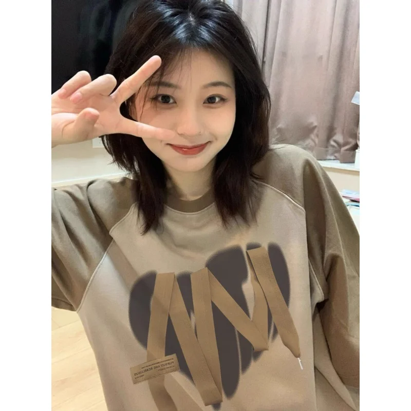 تي شيرتات طويلة الأكمام للسيدات ملابس علوية من القطن للشباب بقصة ضيقة وبسيطة ومزخرفة بالدانتيل وحاشية مكشكشة ناعمة للخريف يوميًا #1