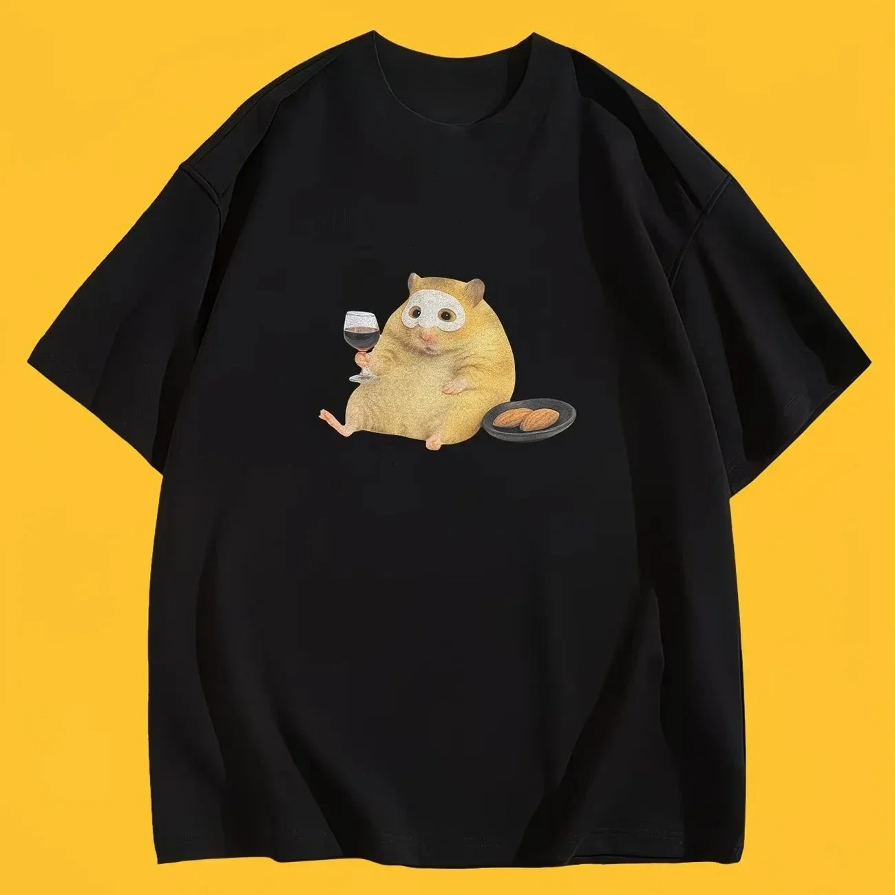 Kawaii Hamster Mask T-Shirt Aesthetic Animal Graphic Tee Summer Short Sleeve Harajuku Cute Pet Lover Gift Trendy Girl Sale Tops