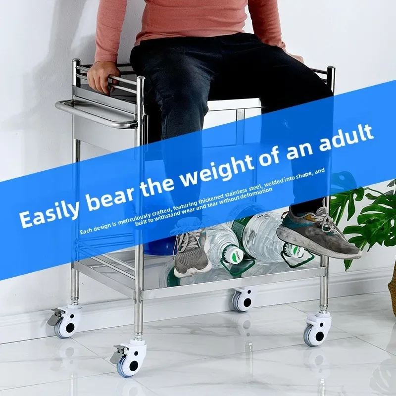 Thickened Stainless Steel Medical Beauty Care Cart Storage Trolley Instrument Utility Stand Rolling Cart Trolley Cart Tool Cart