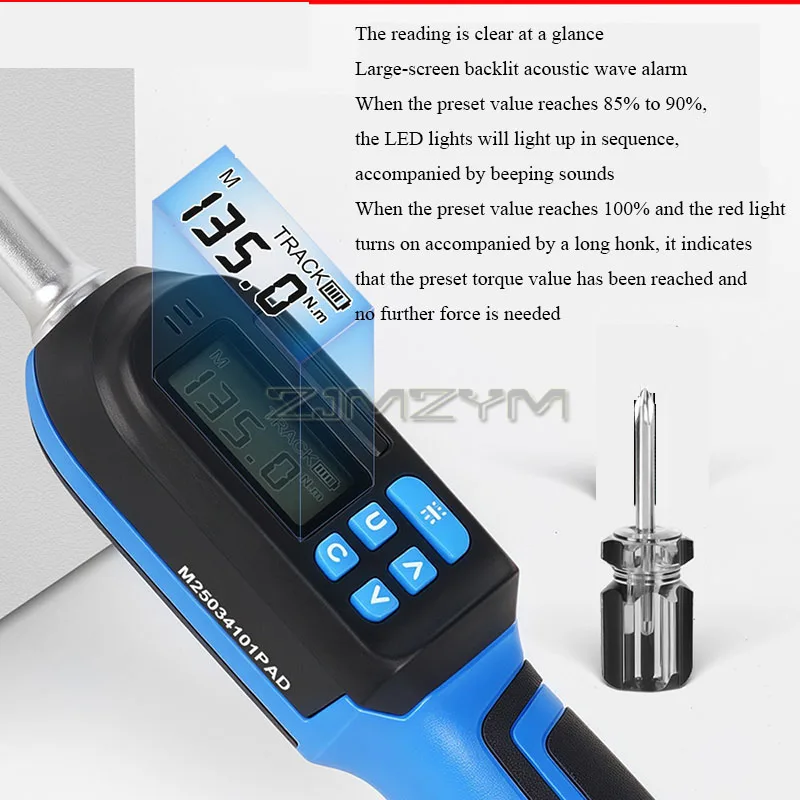 Chiave dinamometrica digitale accurata a ±2% 6.8-135N.m Chiave dinamometrica elettronica a cricchetto preimpostata con notifica flash LED cicalino