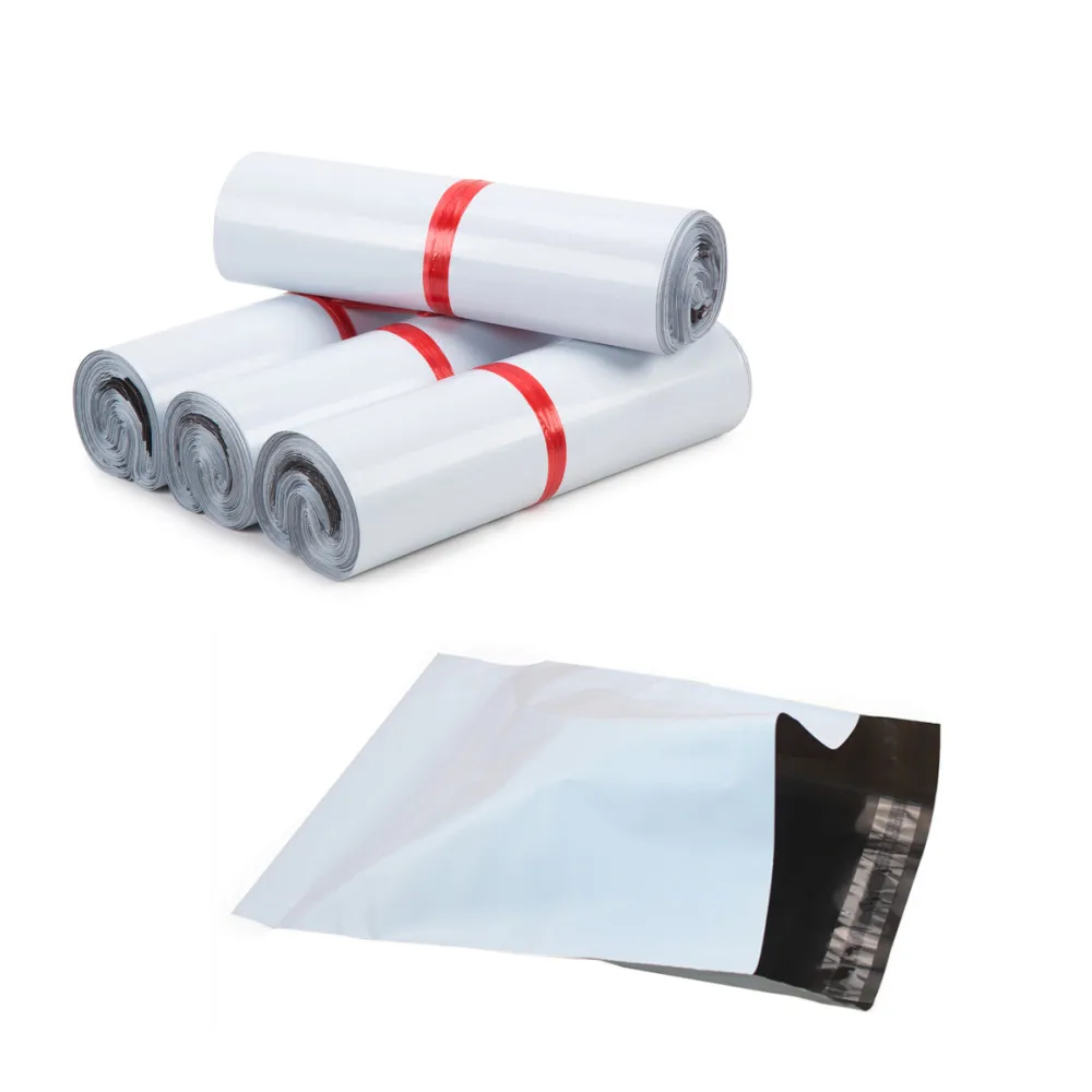 50 pieces of shipping bag with self-adhesive sealing device, white plastic express envelope, clothing packaging and storage bag