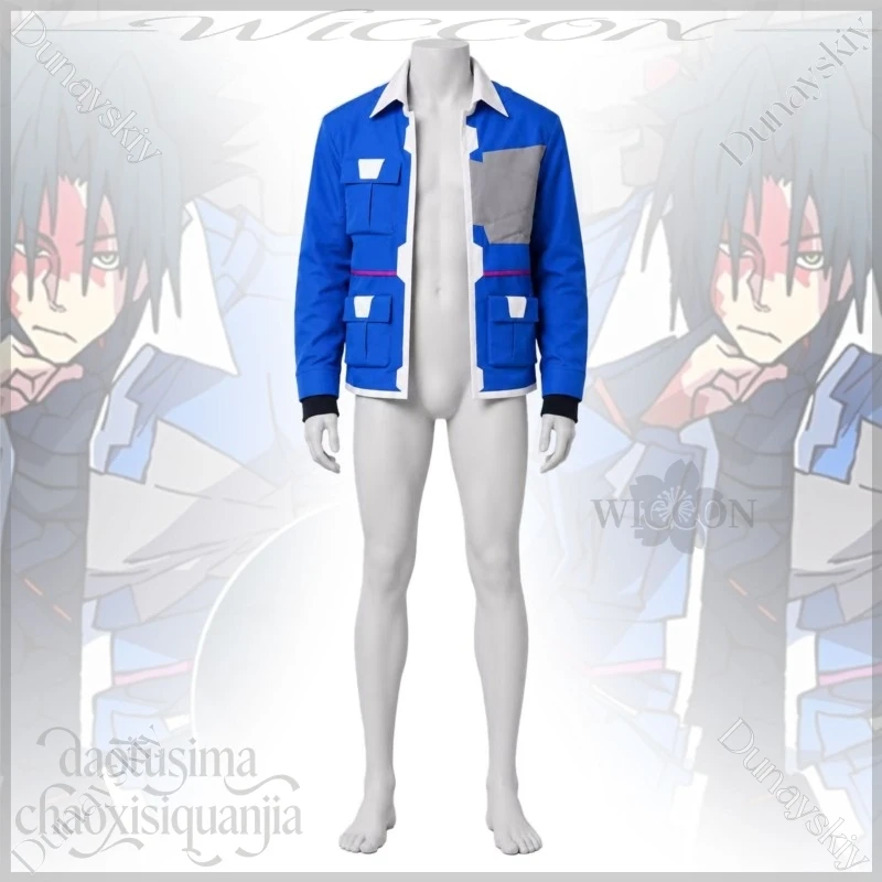 Blue Color Block Cargo Jacket Cosplay Coat Cosplay Anime Punk Cartoon Edgerunnernerss 2 Costume Black Wigs Halloween Christmas - view 4