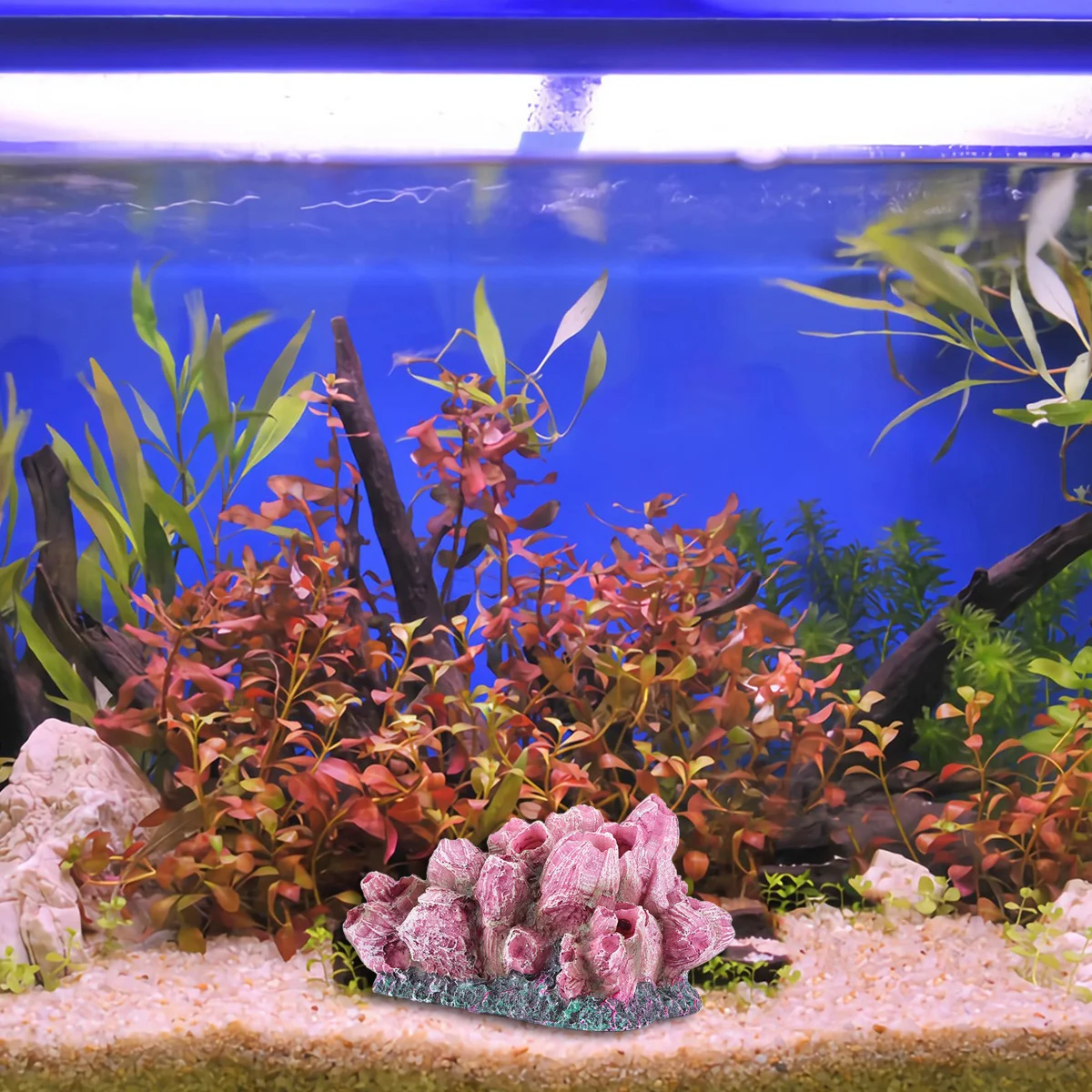 

Lifelike Rosy Resin Coral Reef for Aquarium Fish Tank Decoration 1 Piece Artificial Coral Landscape Natural Look Easy to Clean