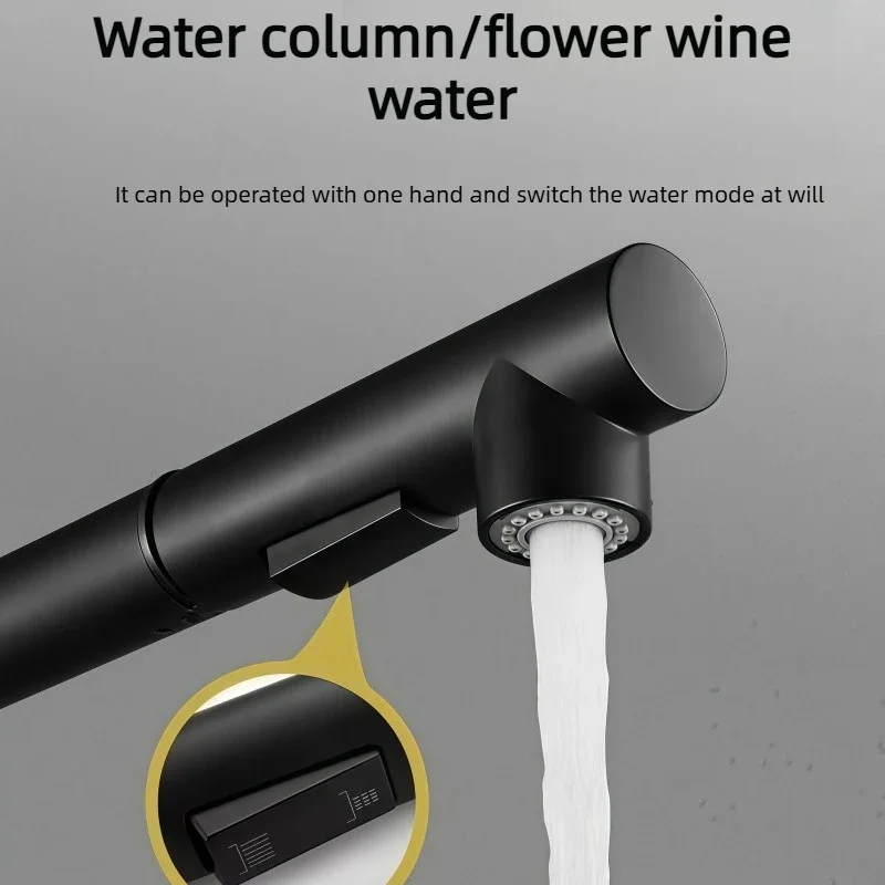 Pull Out Kitchen Sink Faucet High Pressure Two Model Stream Sprayer Nozzle Stainless Steel Tap Deck Install Hot and Cold Water