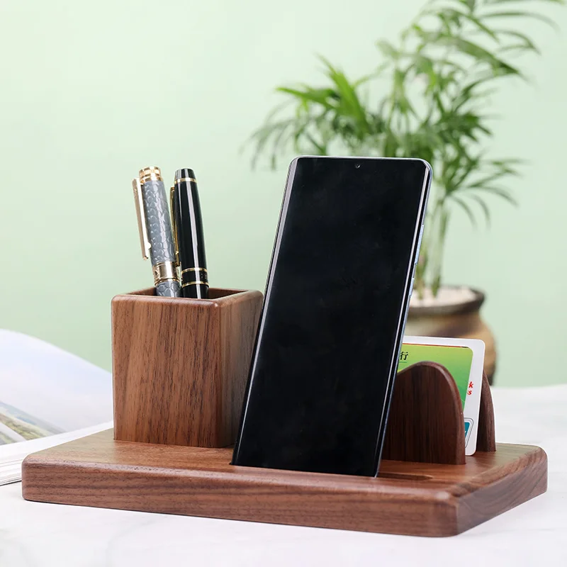 

Business gift set holder company office desk storage box high-end solid wood multifunctional pen holder