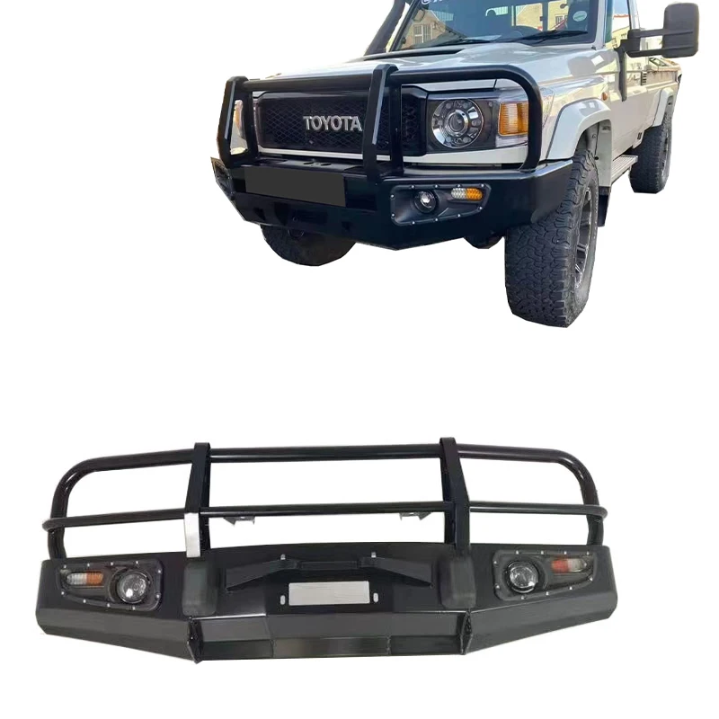 

Heavy Duty Powder Coated Black Steel Front Bumper Rear Bumper Side Steps For Toyota LC76 LC80 LC100 LC105