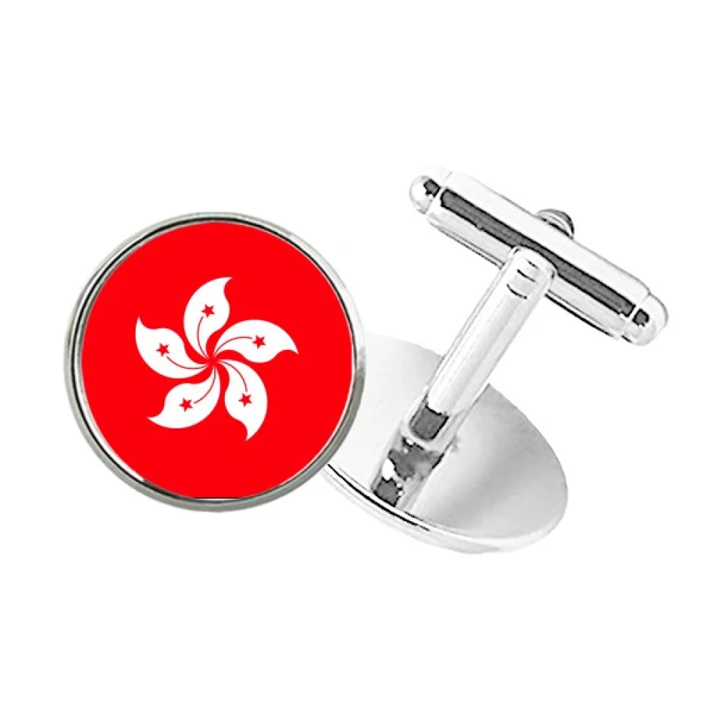 China Hong Kong Regional Flag Round Button Cuff Clip Stud Cufflinks