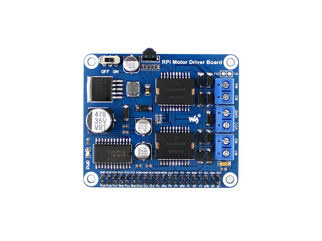 

RPi Motor Driver Board,Raspberry Pi Expansion Board, DC Motor / Stepper Motor Driver,Supports Raspberry Pi series boards