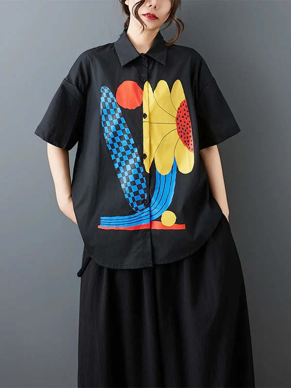 Rétro impression 3D ort Sve décontracté irt femmes été 2025 nouveau coréen ample Sle trajet minceur haut polyvalent