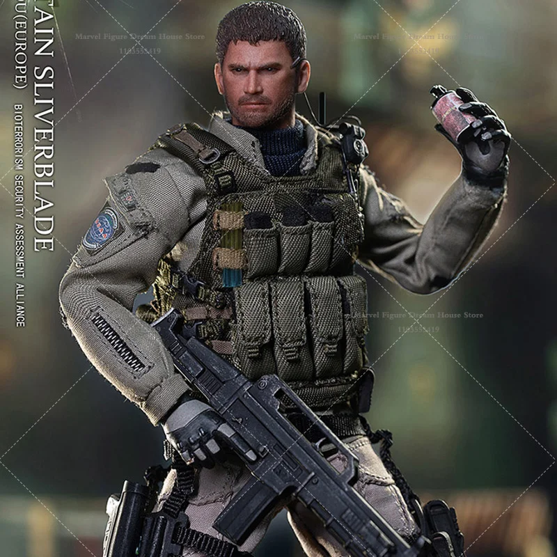 The Patriot Studio BSAA 1/12 Scale Normal Versio Silver Blade Captain Military Clothes 6-inch Full Set Men Action Figure Soldier