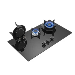 Flip Top gas cooker LPG gas cooktops glass top battery 3 burner gas stove for kitchen