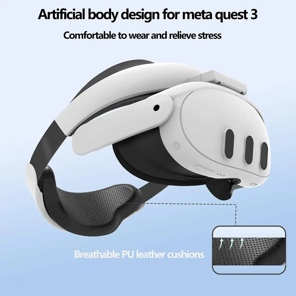 PU Headband Breathable For Meta Quest3 Pressure Relief Design 360 Degree Rotation Adjustment VR Replacement Headband Access F7M2