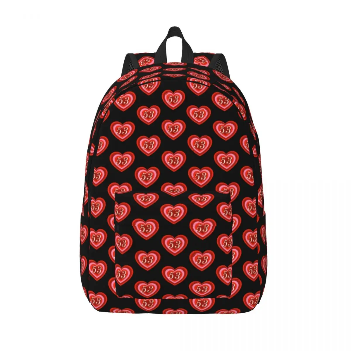 Mochila de coche de carreras de corazones, mochilas ligeras número 53 para hombre, regalo de Navidad, mochilas de escuela secundaria, mochila de entrenamiento de alta calidad