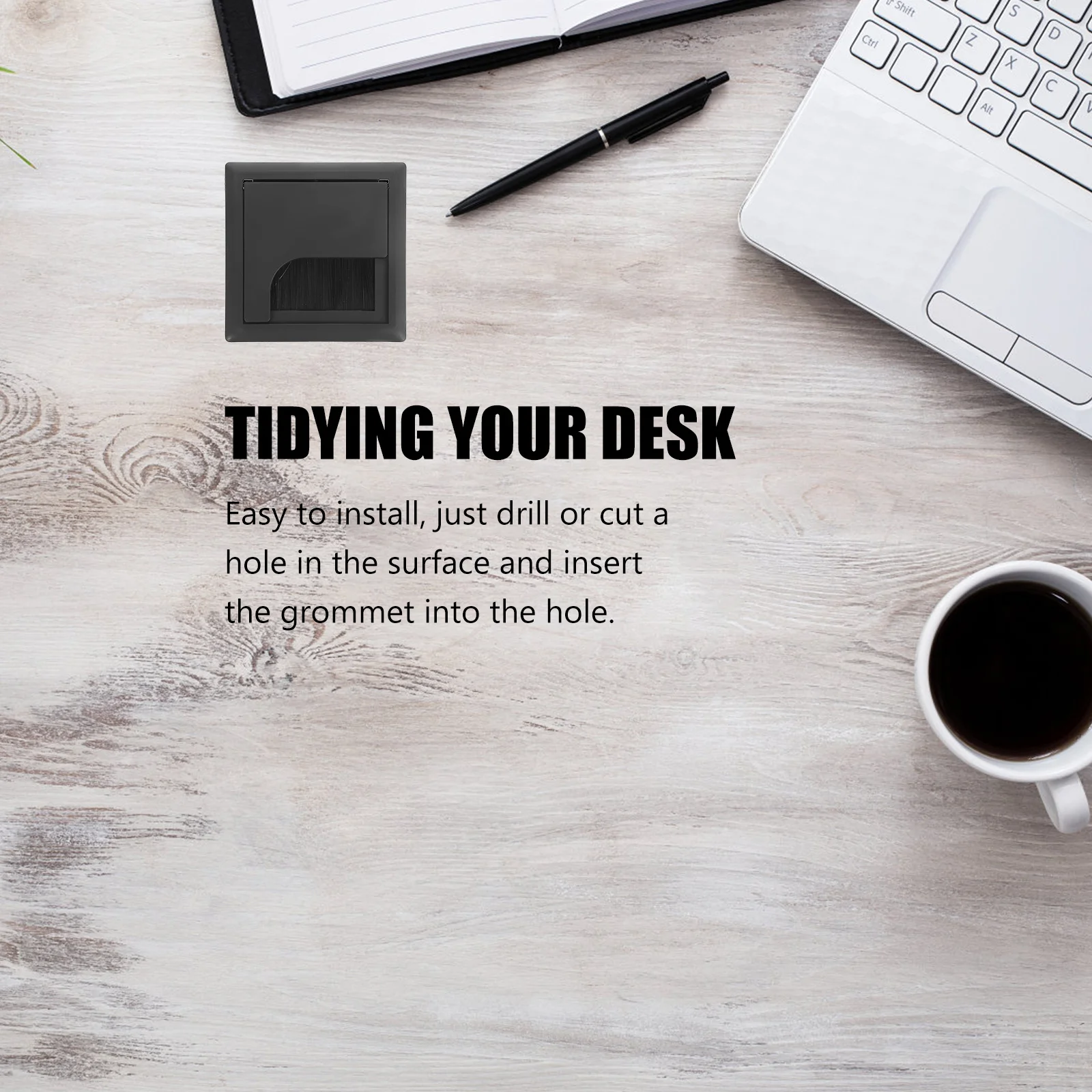 

4Pcs Desk Grommet Square Shape Cable Hole Cover Wire Organizer Wire Hole for Office Computer Desk Management Cable Grommet