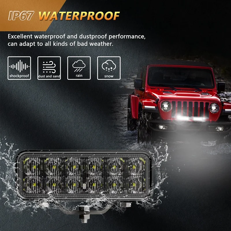 6 Inch LED Diffused Light Bar, 2PCS 120W LED Off Road LED Work Lights Ditch Light Fog Lamp Waterproof ATV Cube Lights Durable