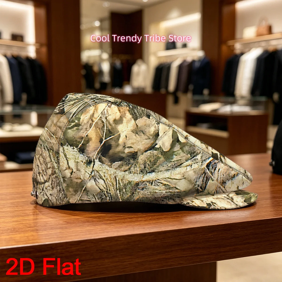 1pc 2D Flat Forest Leaf Camo Painter'S Hat Flat-Top Hat Gatsby Cap Versatile Perfect for All-Day Use with Vibrant Design Ideal f