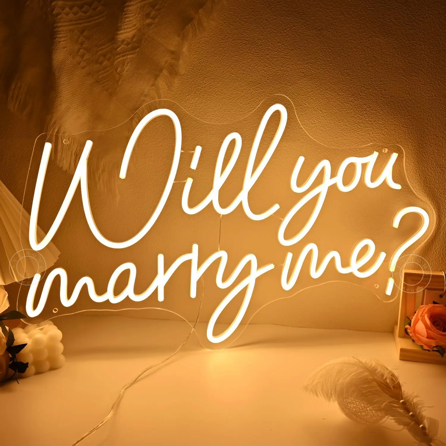 Large Will You Marry Me Neon Sign Hanging Proposal Wedding Party Engagement Valentines Day Decoration Gift Art Wall Light