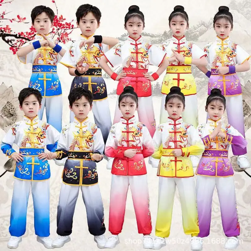 Conjunto de artes marciales para niño y niña, traje para actuar, uniforme de kungfú para hombre, disfraces chinos de Tai Chi, conjuntos de Wushu para niños, ropa para bebé