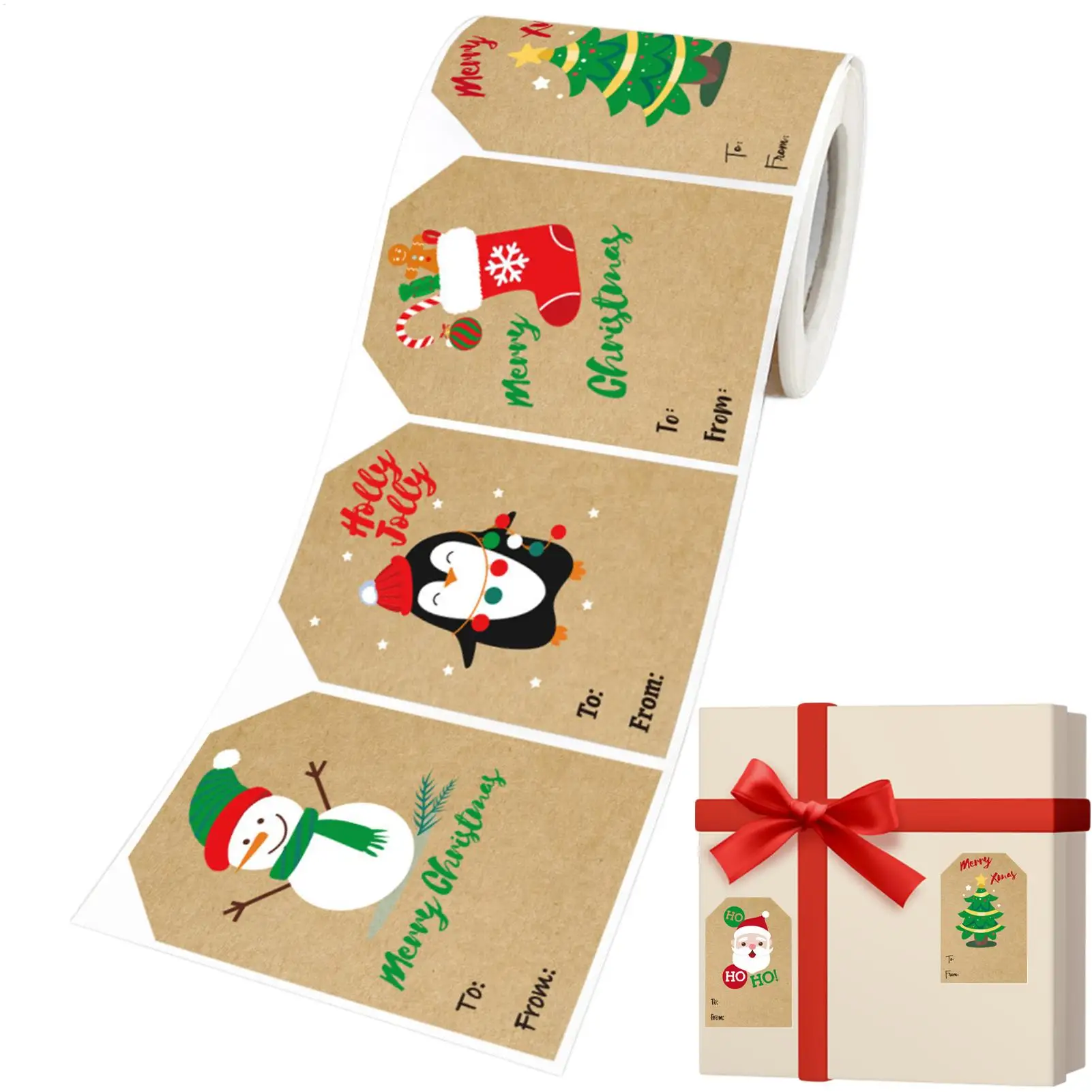 

Рождественские бирки Рождественский мультфильм 250 шт. Съемная упаковочная бумага бирка именные этикетки рулон для коробки ремесленные конверты для детей и взрослых