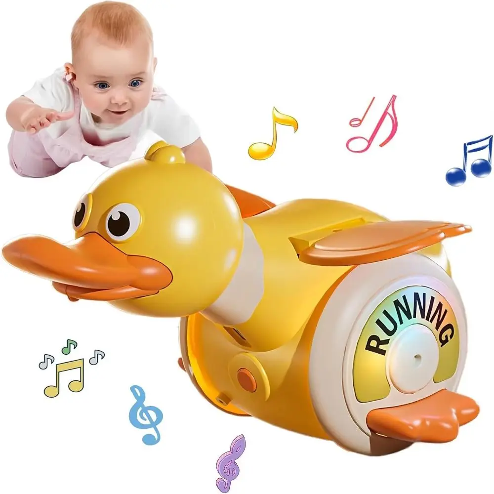 

Plastic Electric Duck Musical Toy Sound And Light Interactive Rotating Foraging Duck Toy Flexible Charging