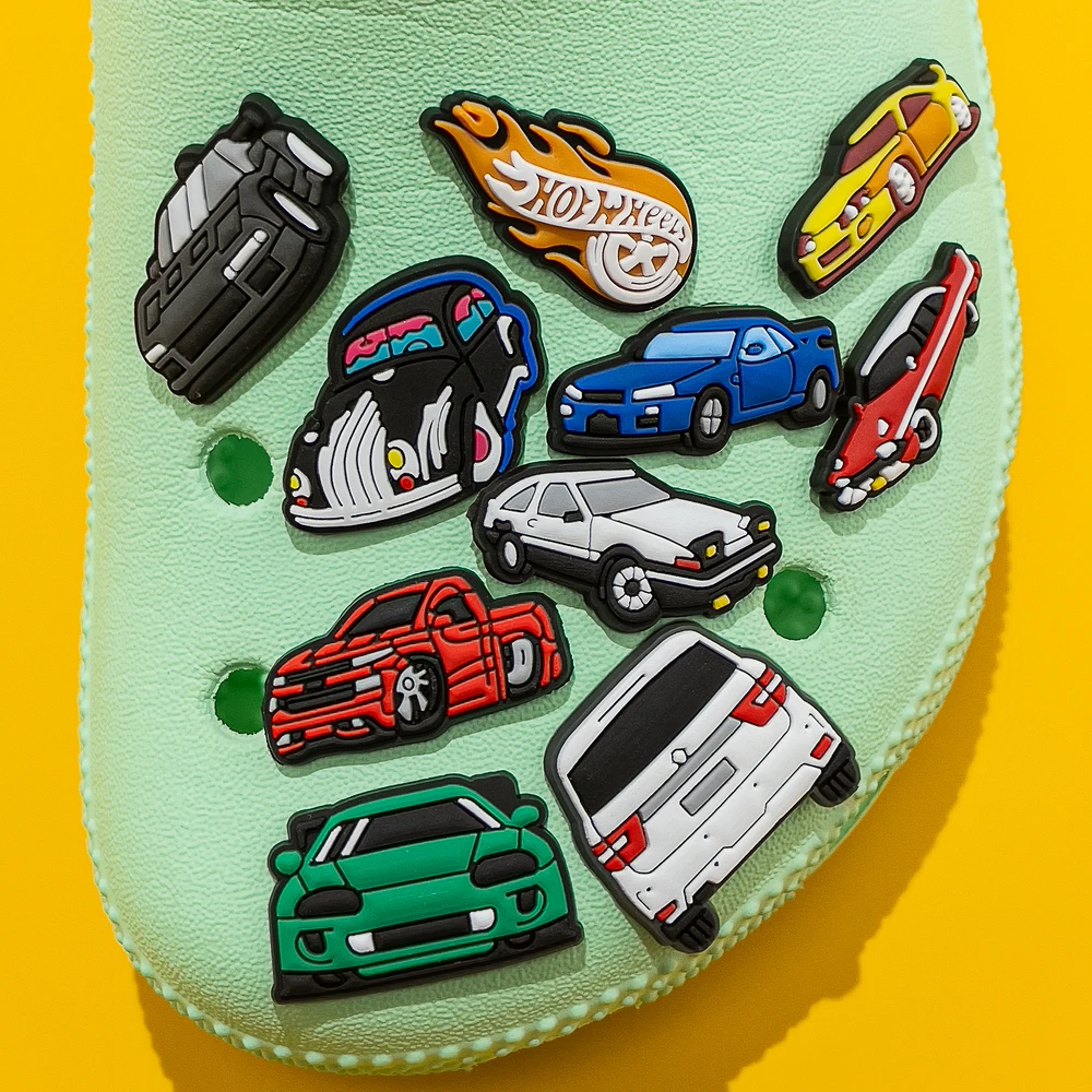 1pcs Clog Charms Cars Cool Roadster SUV PVC Clips Accessories Mini Classic Car Shoe Charms Turbine Clog Pin Kids Gift image 4