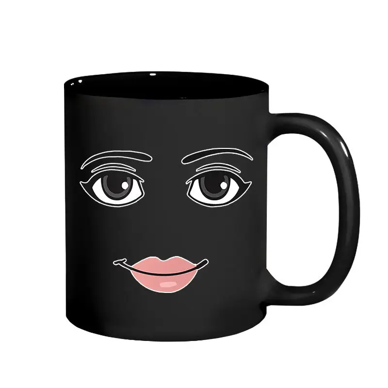 Exquisite Roblox Woman Face Expression Mug Creativity Boys Ceramics Breakfast Coffee Milk Cup Change Color Glass Birthday Gift