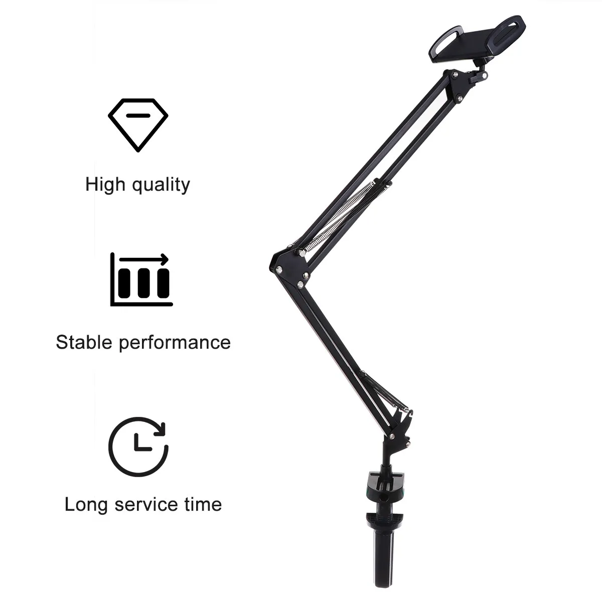 

Articulating Arm Phone Mount Adjustable Long Arm Bracket Flexible Tablet Stand Clip Holder for Desk Universal Phone Stand Mount