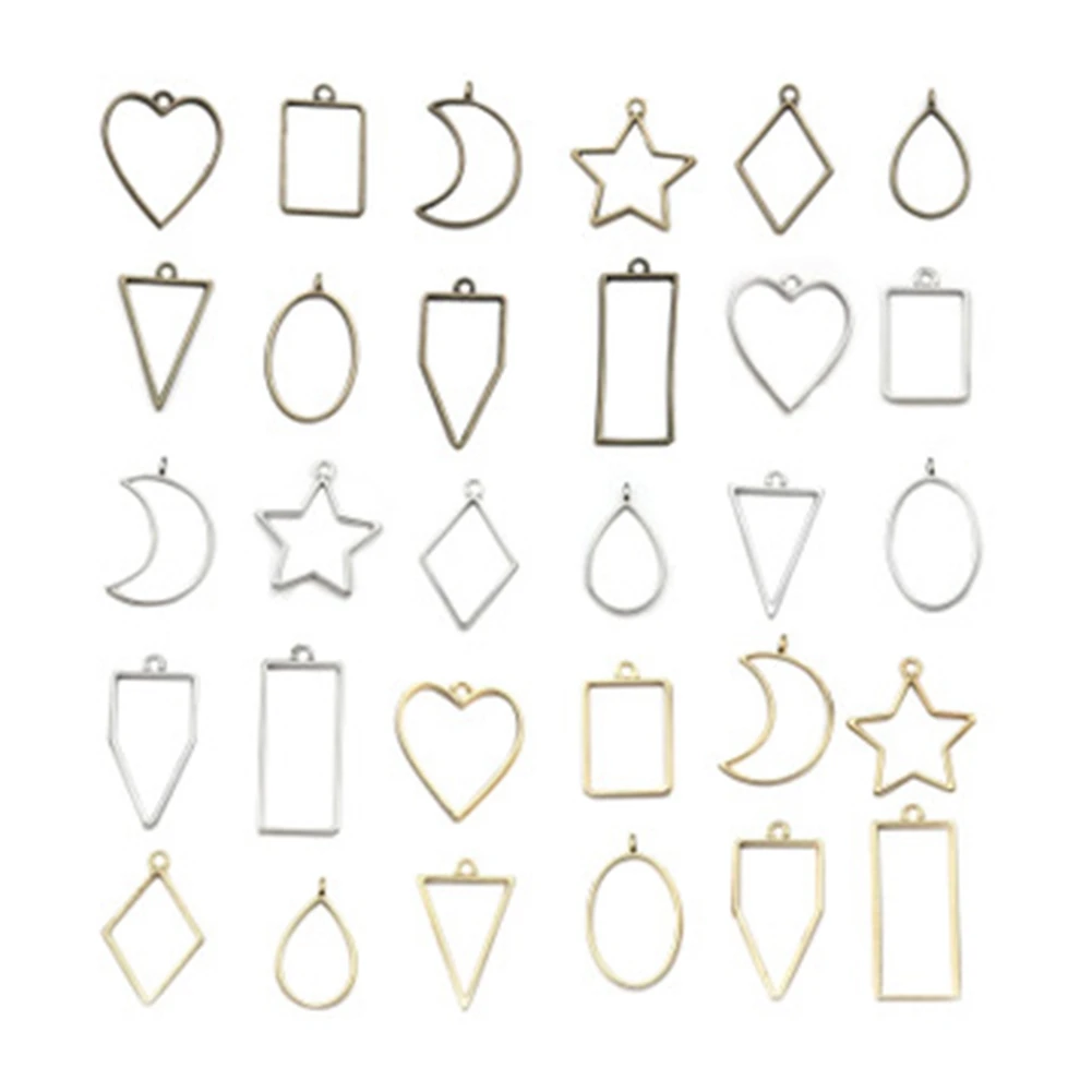 

AB7-Metal Geometric Hollow Frame Frame Mold UV Epoxy Resin Mold for DIY Jewelry Making Result Round Pendant