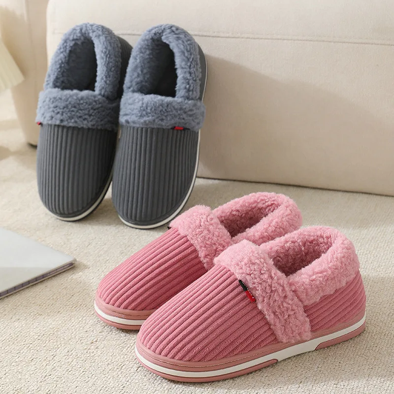 New Winter Thick Plush Slippers Couples Indoor Home Furry Shoes Non Slip Men Women Furry Warm Casual Plush Soft Cotton Slippers