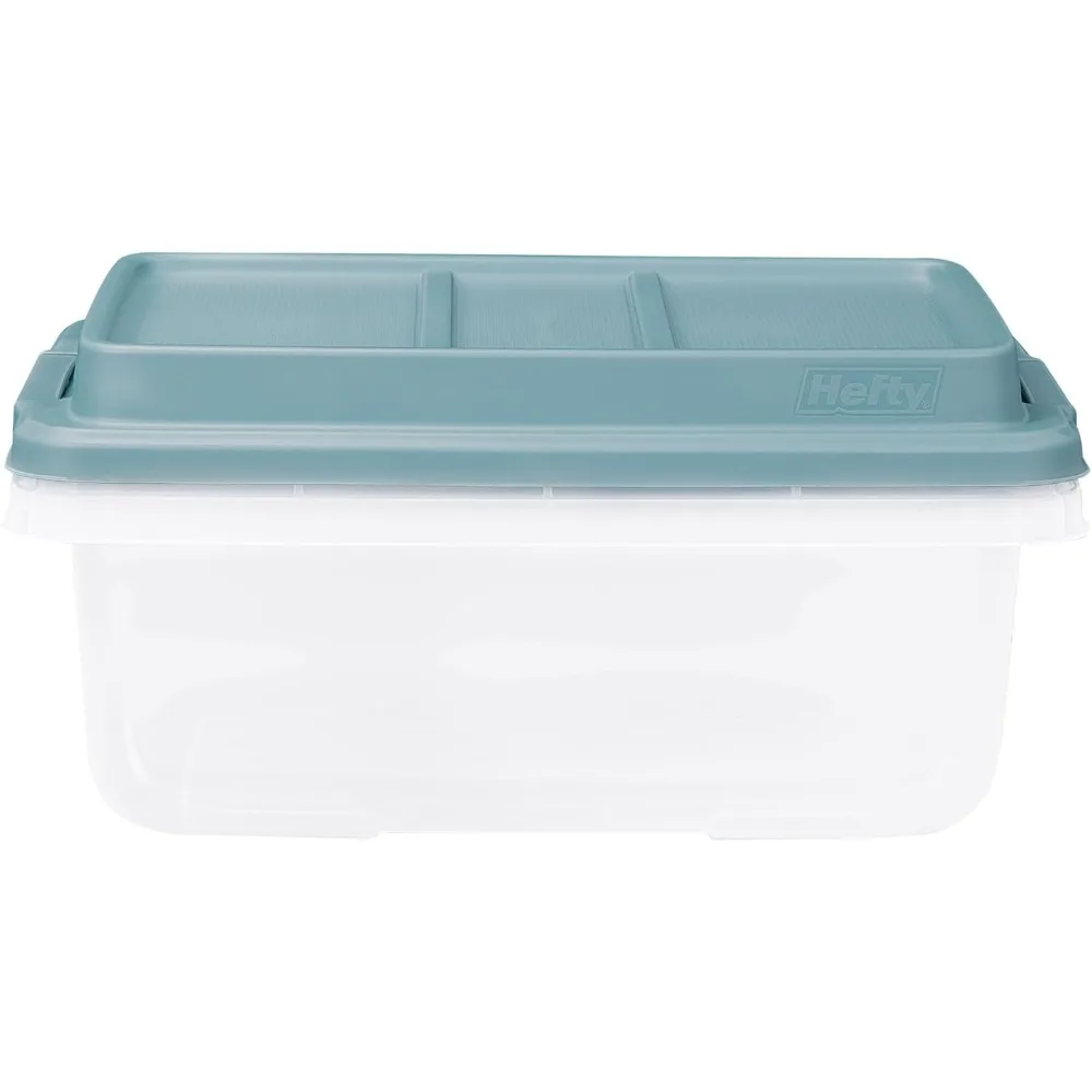 

Толстые, высокие ящики для хранения с крышками, 18 кварт (около. 17 литров), штабелируемые пластиковые контейнеры, 8 шт., дымчато-синие.