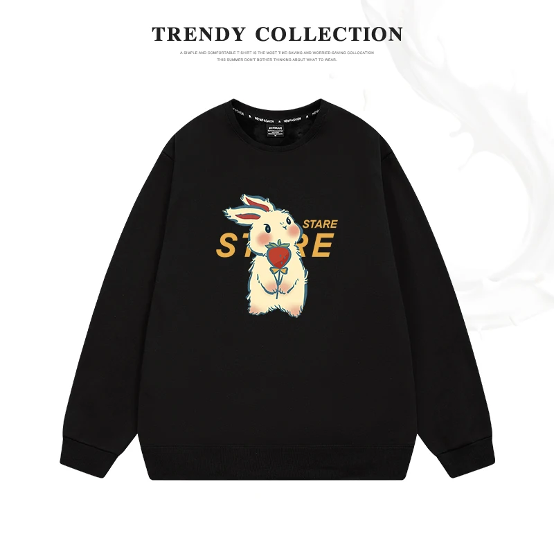 Women's round Ne Fce Lined Sweatirt Loose Fit Thi Long Sve Comfortable Autumn Winter Faionable Top