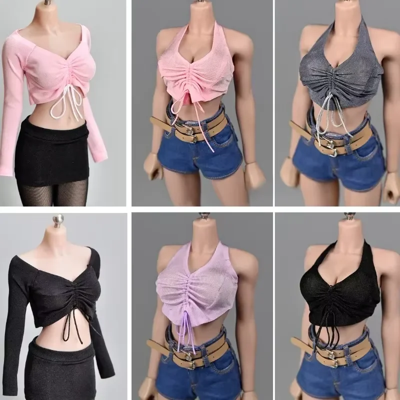 T-shirt base con coulisse stretta elastica soldato femminile in scala 1/6 adatta per figure giocattolo da 12 pollici Tbl Phicen Accessori per bambole corpo