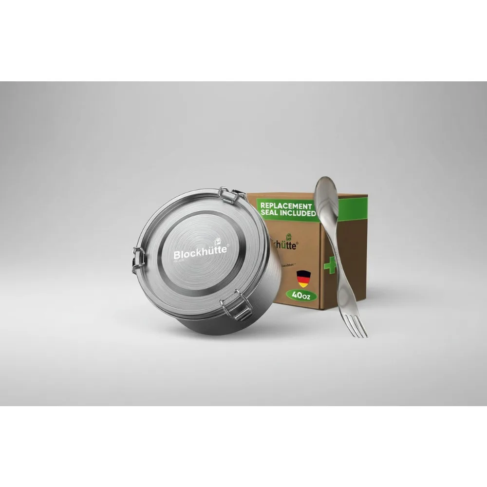 

40oz Stainless Steel Bento Lunch Box with Spork, Leakproof BPA-Free Food Container for Adults Work Gym