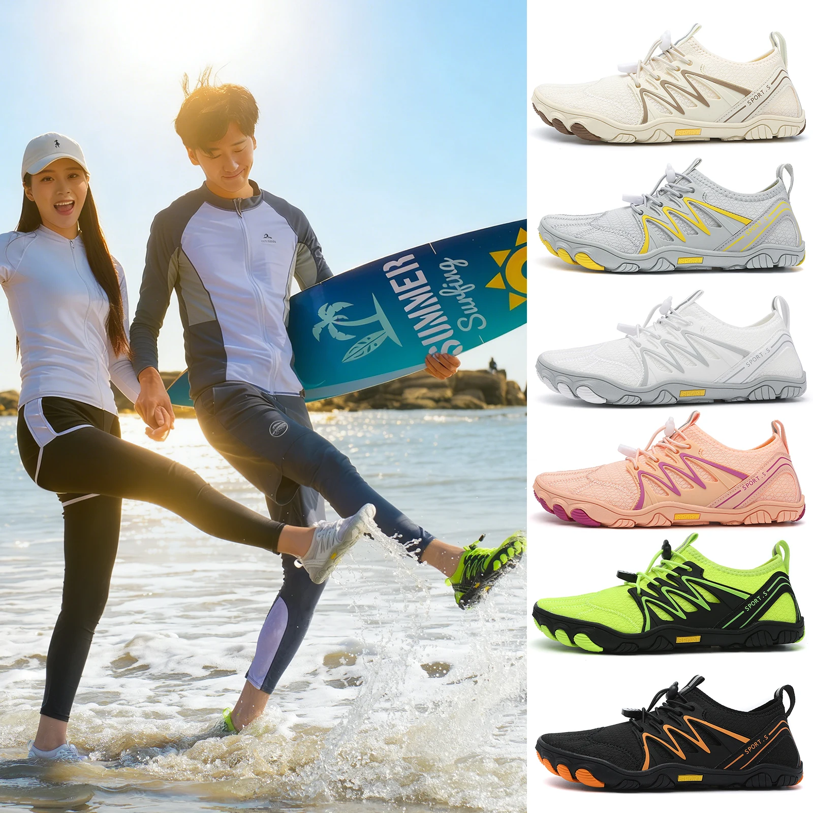 Unisex Water Shoes Men Women Quick-Dry Anti-Slip Hiking Outdoor Trekking Shoes Barefoot Sneakers for River Rafting Beach Fitness